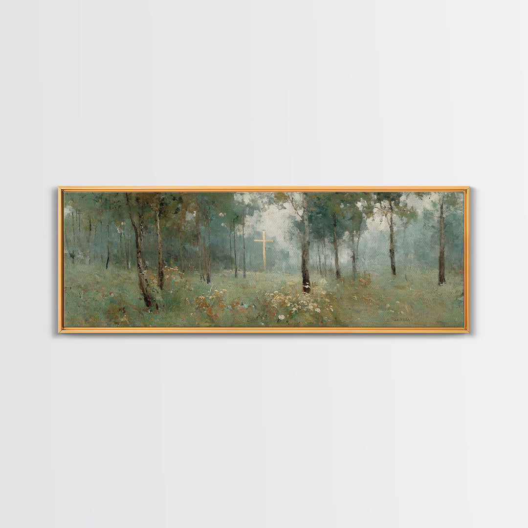 Cross Of Hope – Framed Canvas Print – Panoramic Painting – Christian Wall Art – Christian Art Canvas – Christian Christmas Art – Christian