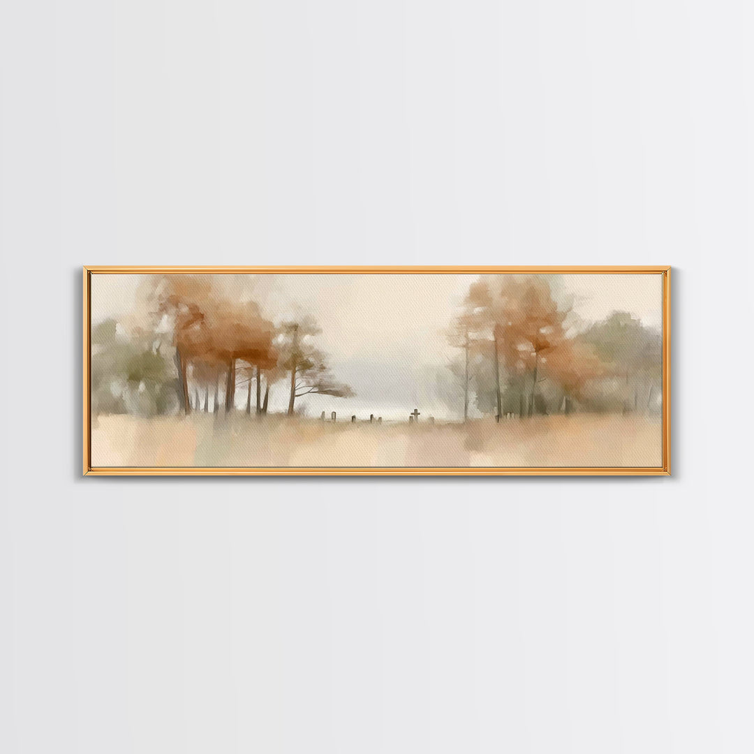 Autumn Valley Cross - Framed Canvas Print - Panoramic Frame - Christian Wall Art - Christian Art Canvas - Jesus Painting - Christian Gift I