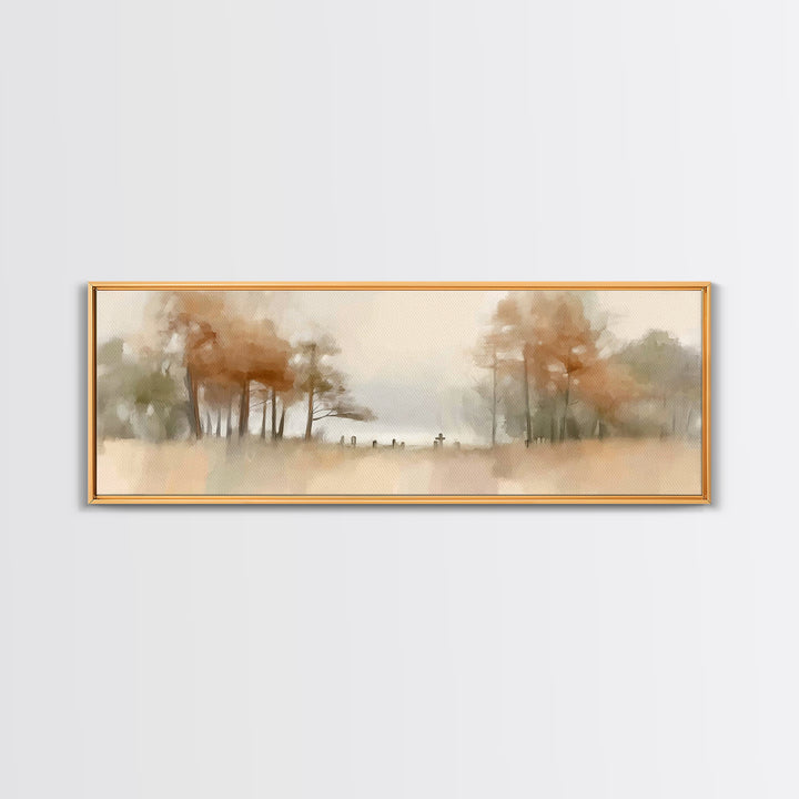 Autumn Valley Cross - Framed Canvas Print - Panoramic Frame - Christian Wall Art - Christian Art Canvas - Jesus Painting - Christian Gift I