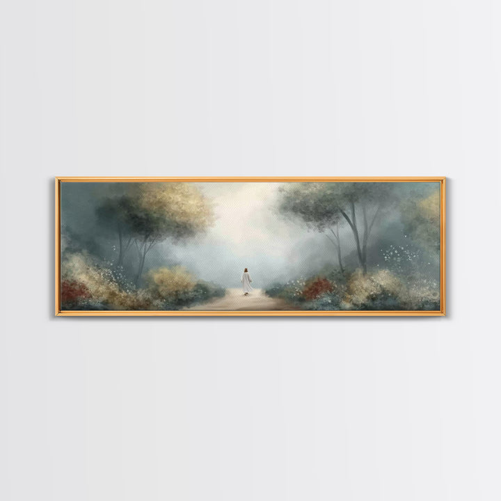 Sacred Path Wanderer | Framed Canvas Print | Panoramic Wall Art | Christian Art Canvas | Jesus Painting | Christian Wall Art | Christian Ar