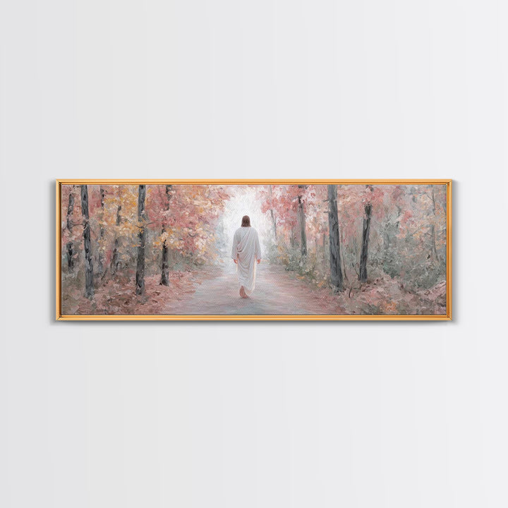 Radiant Grove Walk - Framed Canvas Print - Panoramic Wall Art - Christian Art Canvas - Christian Wall Art - Jesus Painting - Christian Deco
