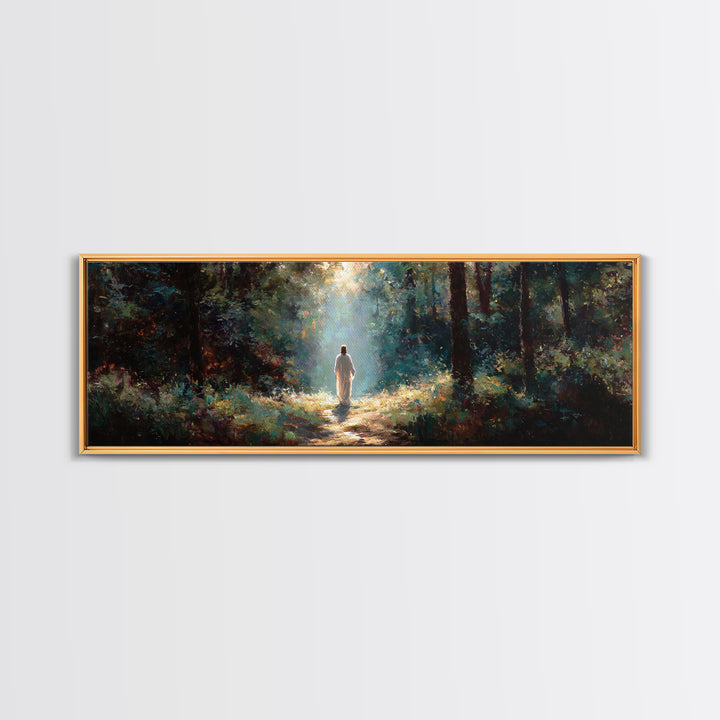 Light of the Forest | Framed Canvas Print | Panoramic Painting | Christian Wall Art | Christian Canvas | Jesus Painting | Christian Art Pri