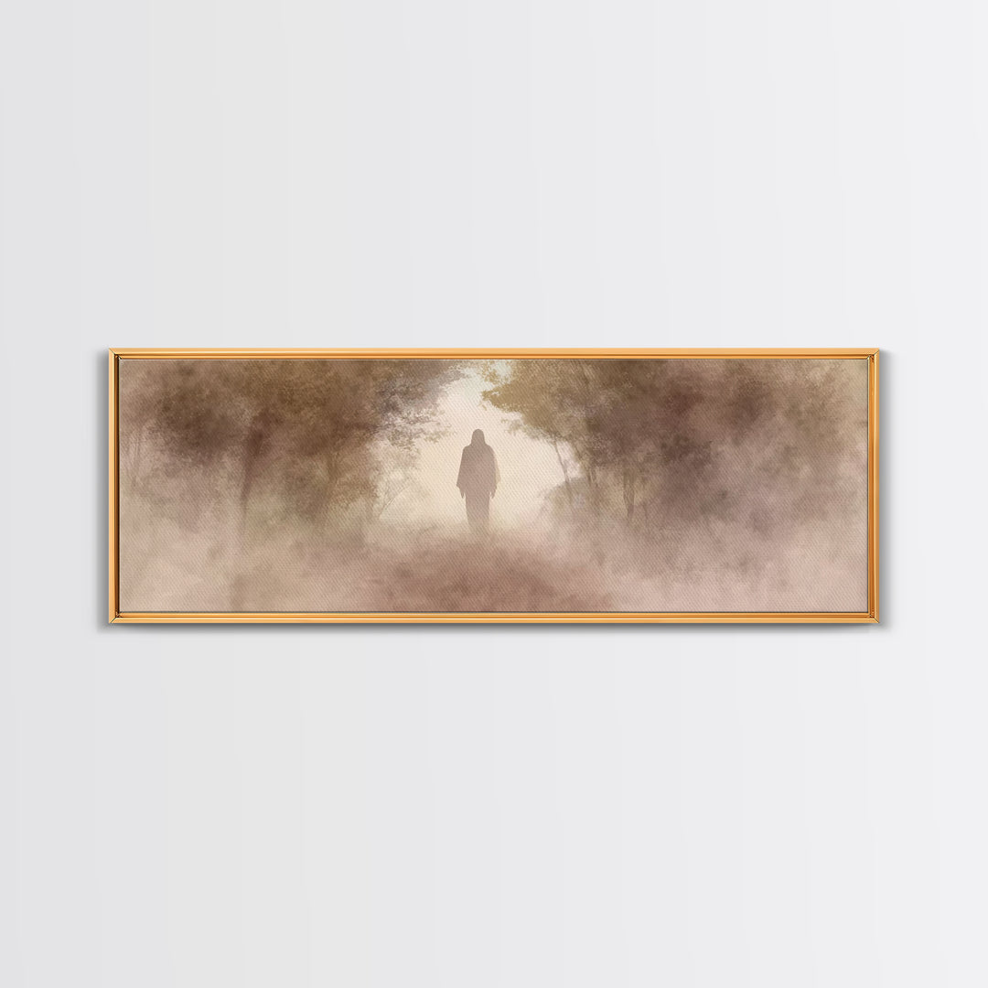 Holy Dawn Silhouette | Framed Canvas Print | Panoramic Painting | Christian Wall Art | Christian Art Canvas | Jesus Painting | Christian De
