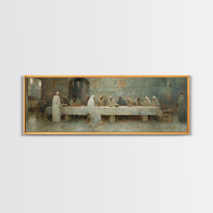 Humble Table Fellowship | Framed Canvas Print | Panoramic Art | Christian Art Canvas | Christian Wall Art | Christian Painting | Christian