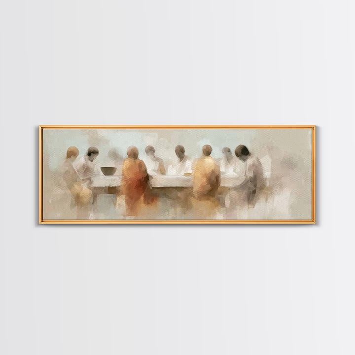 Quiet Supper Silhouettes | Framed Canvas Print | Panoramic Wall Art | Christian Art Canvas | Christian Painting | Christian Wall Art | Mood