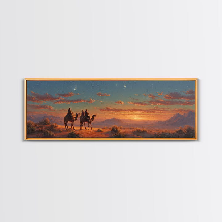 Silent Travelers, Framed Canvas Print, Christian Art Canvas, Panoramic Print, Jesus Painting, Christian Wall Art
