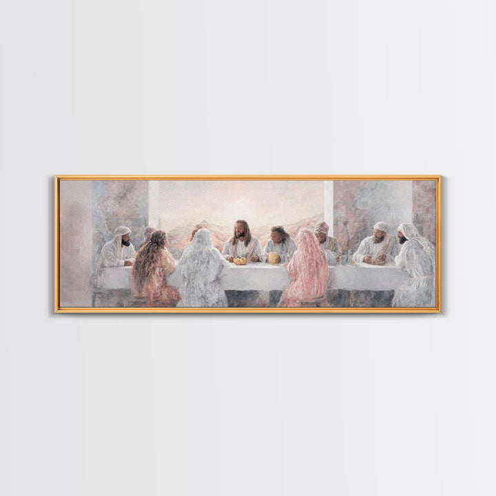 Table Of Eternal Grace, Framed Canvas Print, Panoramic Art, Christian Wall Art, Jesus Painting, Christian Art Canvas, Christian Christmas A