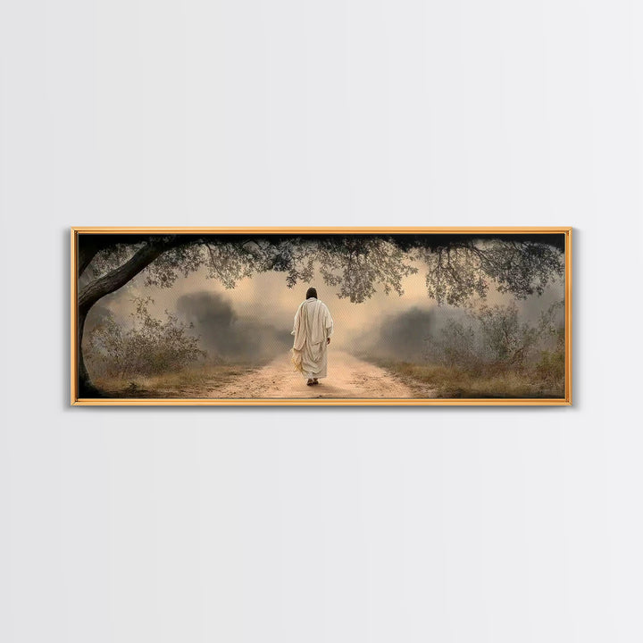 Walking In Grace, Framed Canvas Print, Panoramic Painting, Christian Wall Art, Jesus Canvas Art, Christian Art Print, Modern Christian Art