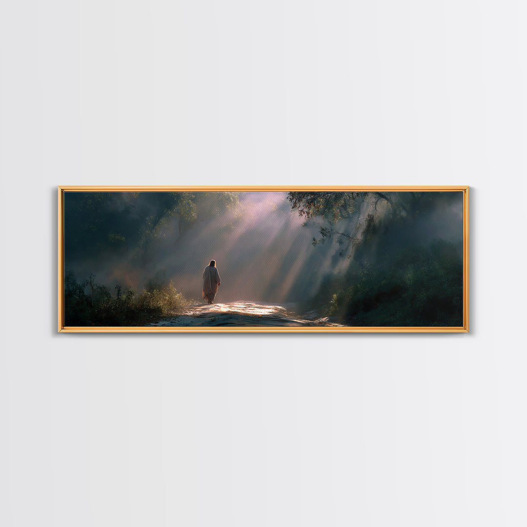 Path Of Light – Framed Canvas Print – Panoramic Art – Jesus Painting – Christian Wall Art – Moody Christian Art – Christian Art Canvas