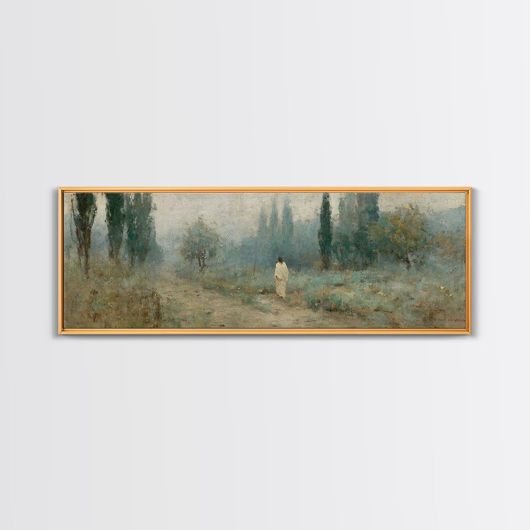 Morning Path Grace – Framed Canvas Print – Panoramic Print – Christian Art – Jesus Canvas Art – Christian Christmas Art – Christian Art Can