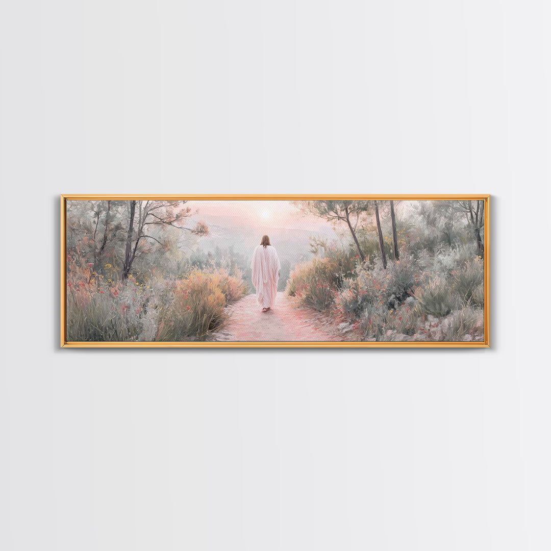 Sunrise Walk Home – Framed Canvas Print – Panoramic Wall Art – Jesus Canvas Art – Christian Art – Christian Gift Ideas – Modern Christian A