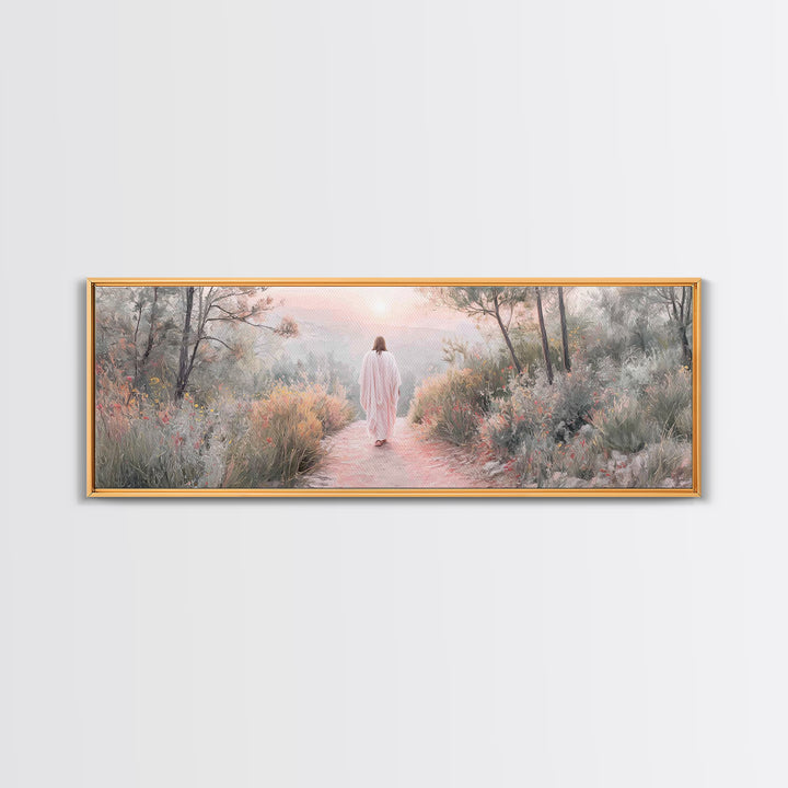 Sunrise Walk Home – Framed Canvas Print – Panoramic Wall Art – Jesus Canvas Art – Christian Art – Christian Gift Ideas – Modern Christian A