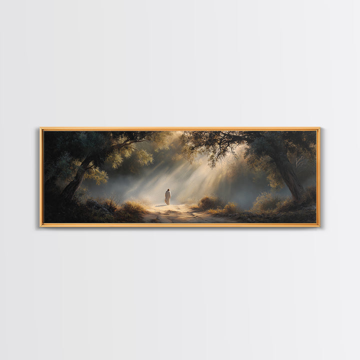 The Wandering Light – Framed Canvas Print – Christian Wall Art – Jesus Painting – Panoramic Art – Christian Christmas Art – Christian Decor