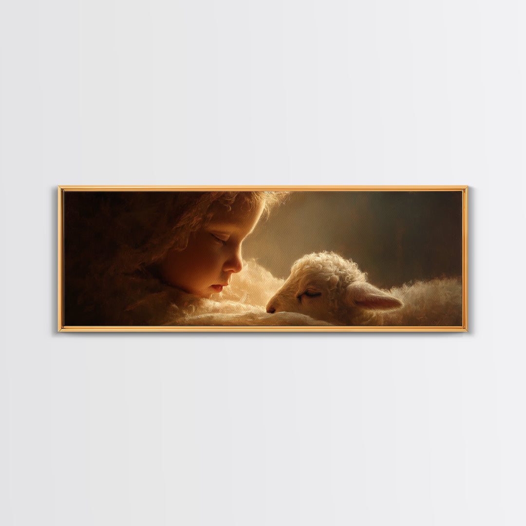 Soft Halo Rest, Framed Canvas Print, Christian Art Canvas, Panoramic Art, Christian Christmas Decor, Jesus Christmas Art, Christian Wall Ar