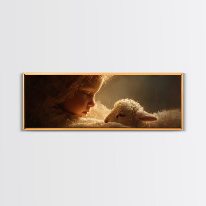 Soft Halo Rest, Framed Canvas Print, Christian Art Canvas, Panoramic Art, Christian Christmas Decor, Jesus Christmas Art, Christian Wall Ar