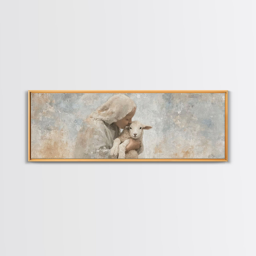 Mothering Grace – Framed Canvas Print – Christian Art – Panoramic Print – Christmas Art Work – Christian Christmas Decorations – Jesus Art