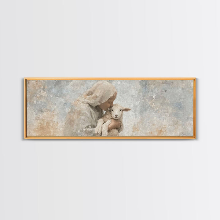 Mothering Grace – Framed Canvas Print – Christian Art – Panoramic Print – Christmas Art Work – Christian Christmas Decorations – Jesus Art