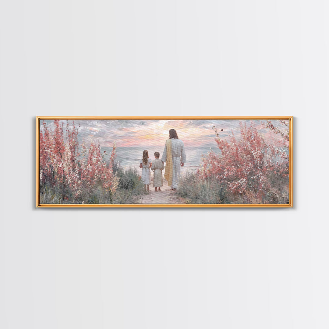 Blossoms Of Grace – Framed Canvas Print – Christian Wall Art – Jesus Painting – Panoramic Art – Christian Art Canvas – Christmas Art