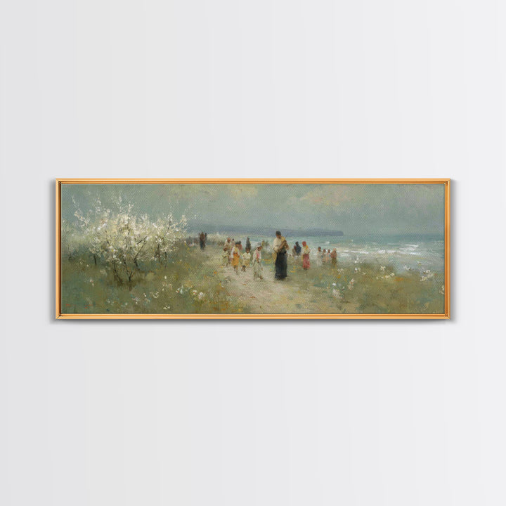 Shoreline Mercy, Framed Canvas Print, Christian Art Canvas, Panoramic Wall Art, Jesus Painting, Christian Wall Art, Christmas Art Prints