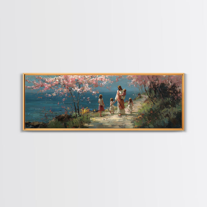 Path Of Hope | Framed Canvas Print | Christian Wall Art | Panoramic Painting | Jesus Art Print | Christian Art Canvas | Christmas Art