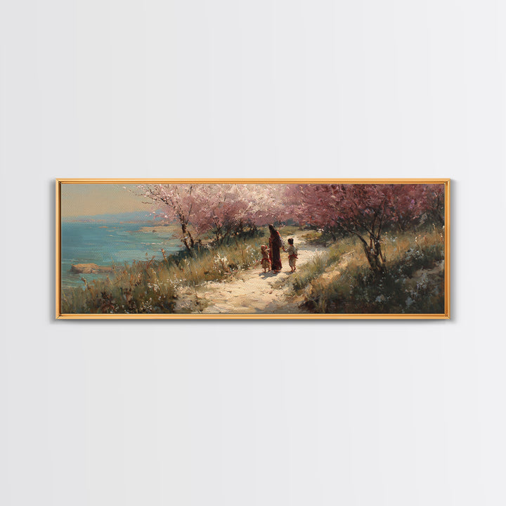 Fields Of Blessing, Framed Canvas Print, Christian Wall Art, Panoramic Print, Jesus Painting Canvas, Christian Art Work, Christmas Art