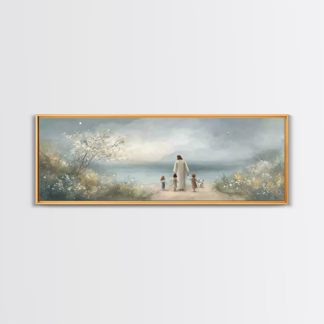 Garden Of Calm – Framed Canvas Print – Christian Painting – Panoramic Wall Art – Jesus Canvas Art – Christian Decor – Christmas Art