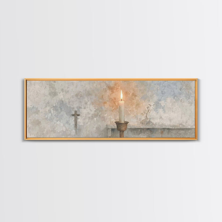 Candle Of Mercy – Framed Canvas Print – Christian Wall Art – Panoramic Art – Christian Art Canvas – Christian Christmas Art