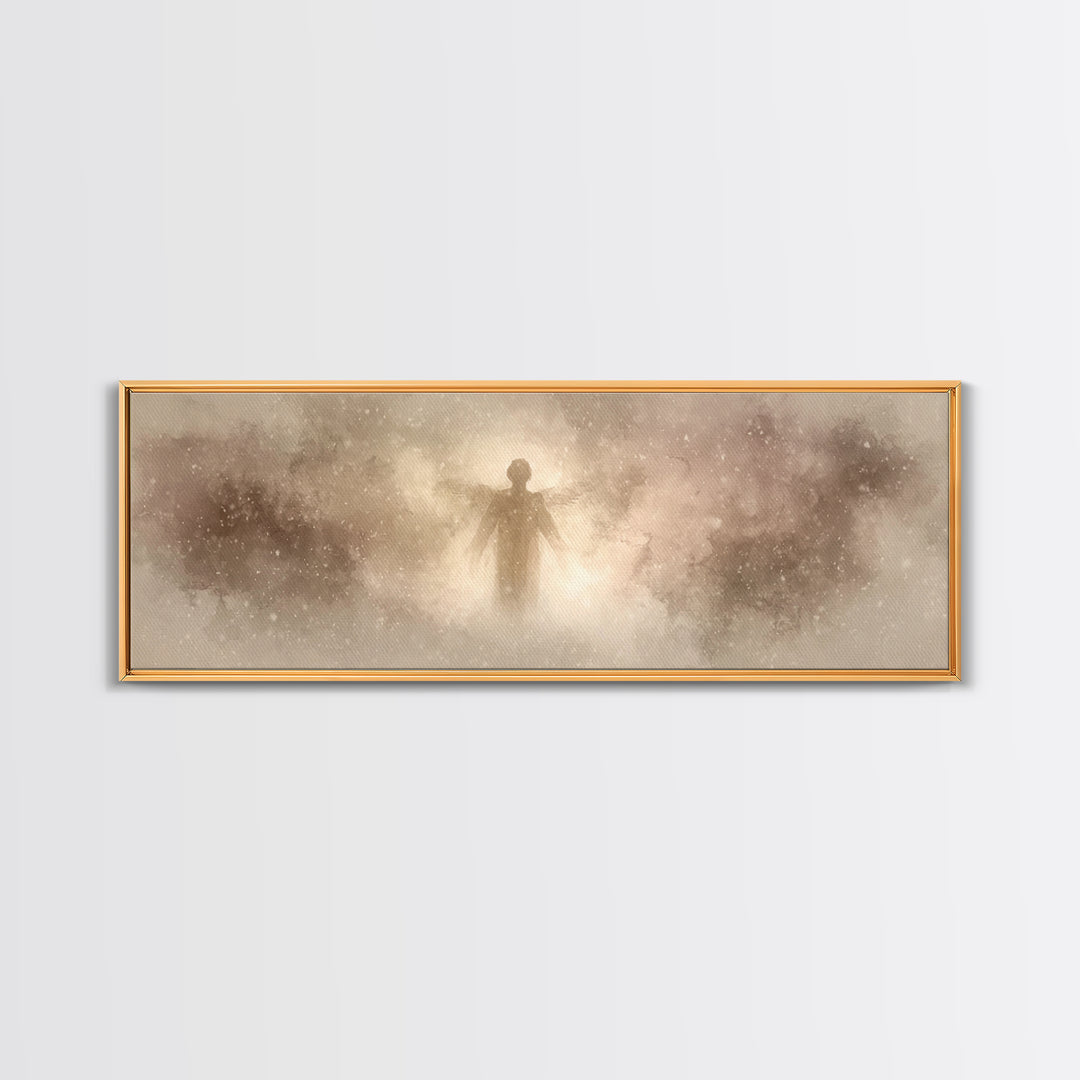 Angel Of Stillness | Framed Canvas Print | Panoramic Painting | Christian Wall Art | Christian Art Canvas | Christian Christmas Art | Moder
