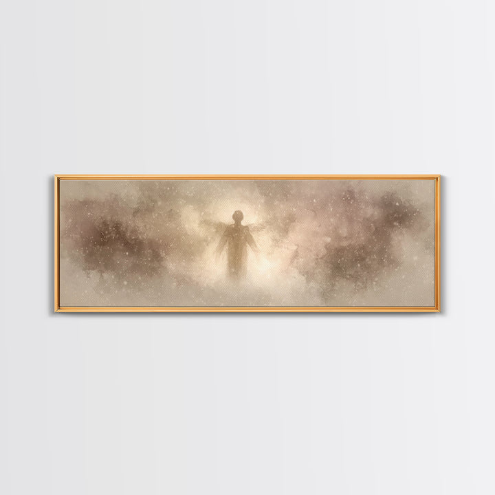 Angel Of Stillness | Framed Canvas Print | Panoramic Painting | Christian Wall Art | Christian Art Canvas | Christian Christmas Art | Moder