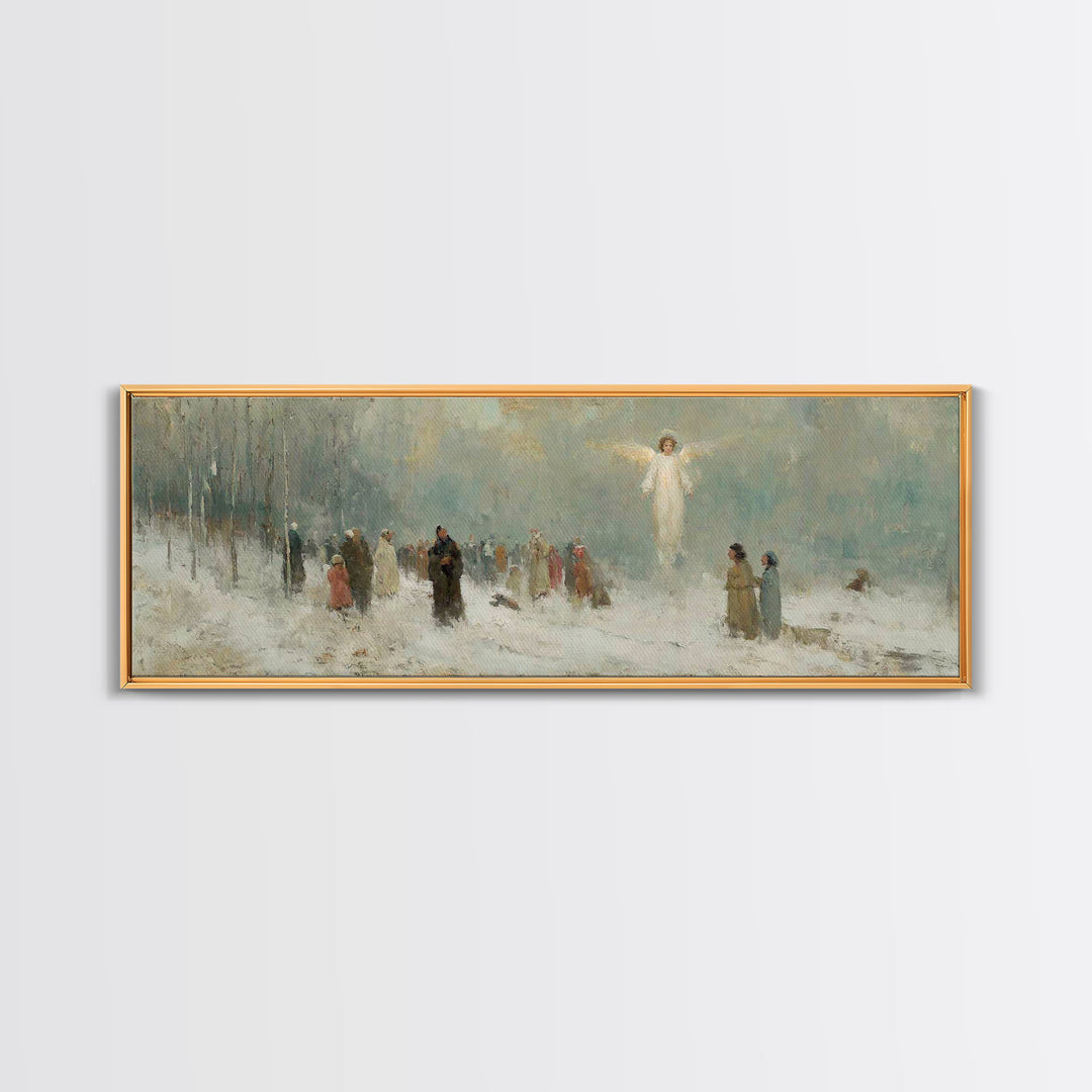 Heavenly Witness Light, Framed Canvas Print, Panoramic Wall Art, Christian Art Canvas, Christian Wall Art, Christmas Art, Christian Paintin