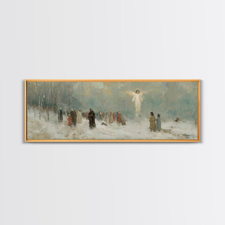 Heavenly Witness Light, Framed Canvas Print, Panoramic Wall Art, Christian Art Canvas, Christian Wall Art, Christmas Art, Christian Paintin