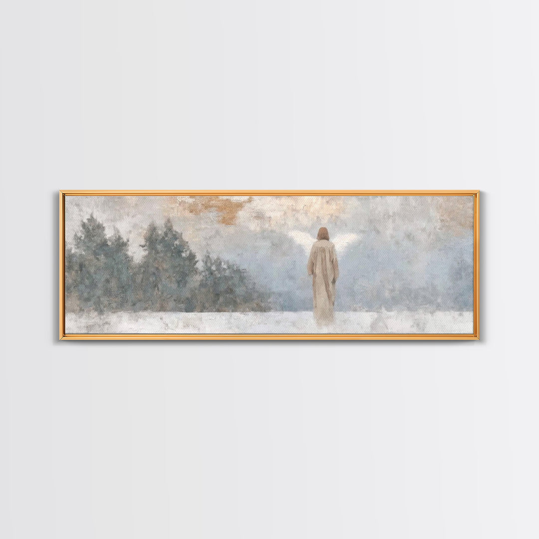 Silent Angel Watch – Framed Canvas Print – Panoramic Print – Christian Art – Minimalist Christian Art – Christian Art Canvas – Christmas Ar