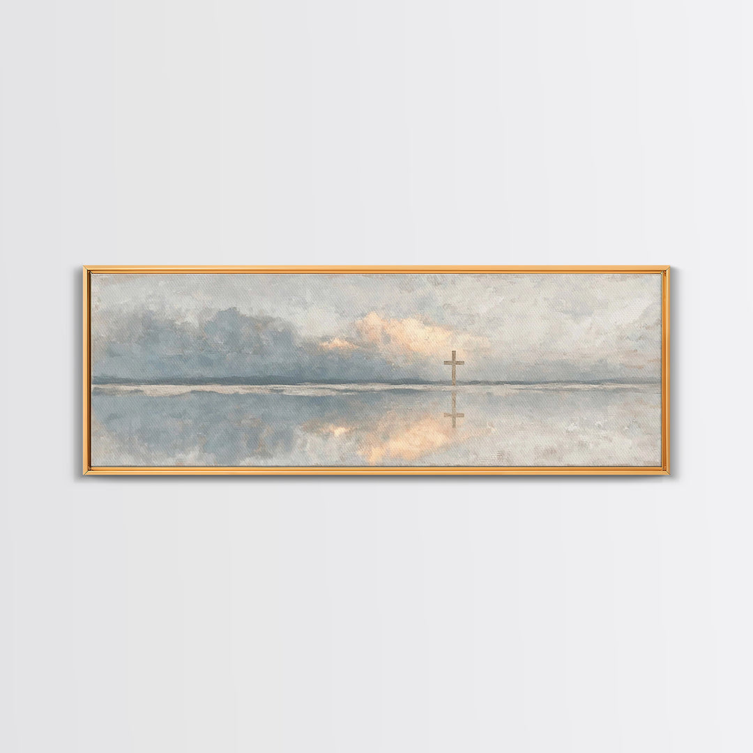 Reflections Of Hope – Framed Canvas Print – Panoramic Painting – Christian Wall Art – Christian Art Canvas – Christmas Art – Modern Christi