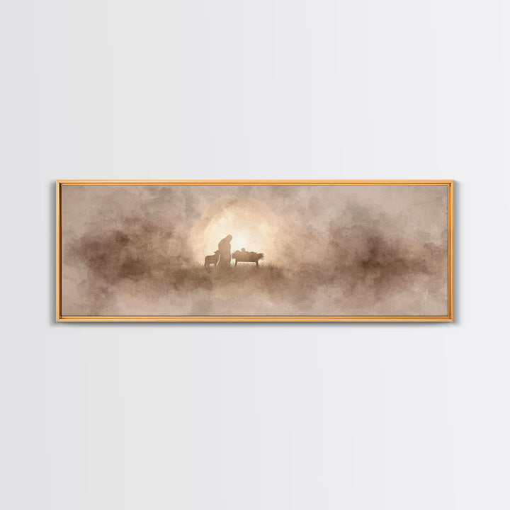 Humble Birth Star | Framed Canvas Print | Christian Art Canvas | Panoramic Painting | Christian Christmas Art | Christian Wall Art | Jesus