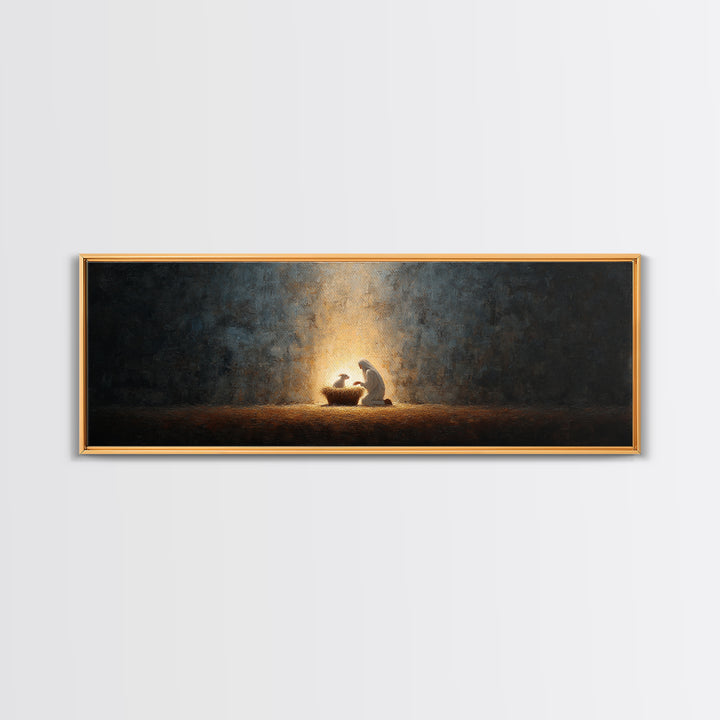 Divine Infant Peace, Framed Canvas Print, Christian Christmas Art, Panoramic Print, Christian Wall Art, Jesus Painting, Christian Art Canva