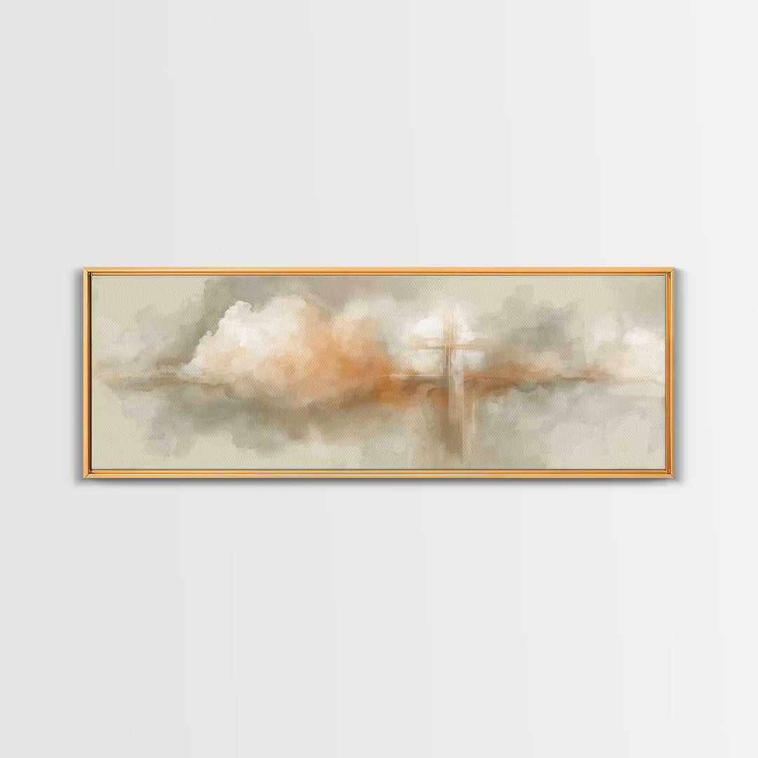 Glory In The Mist – Framed Canvas Print – Christian Wall Art – Christian Painting – Christian Art Canvas – Christmas Art – Panoramic Wall A