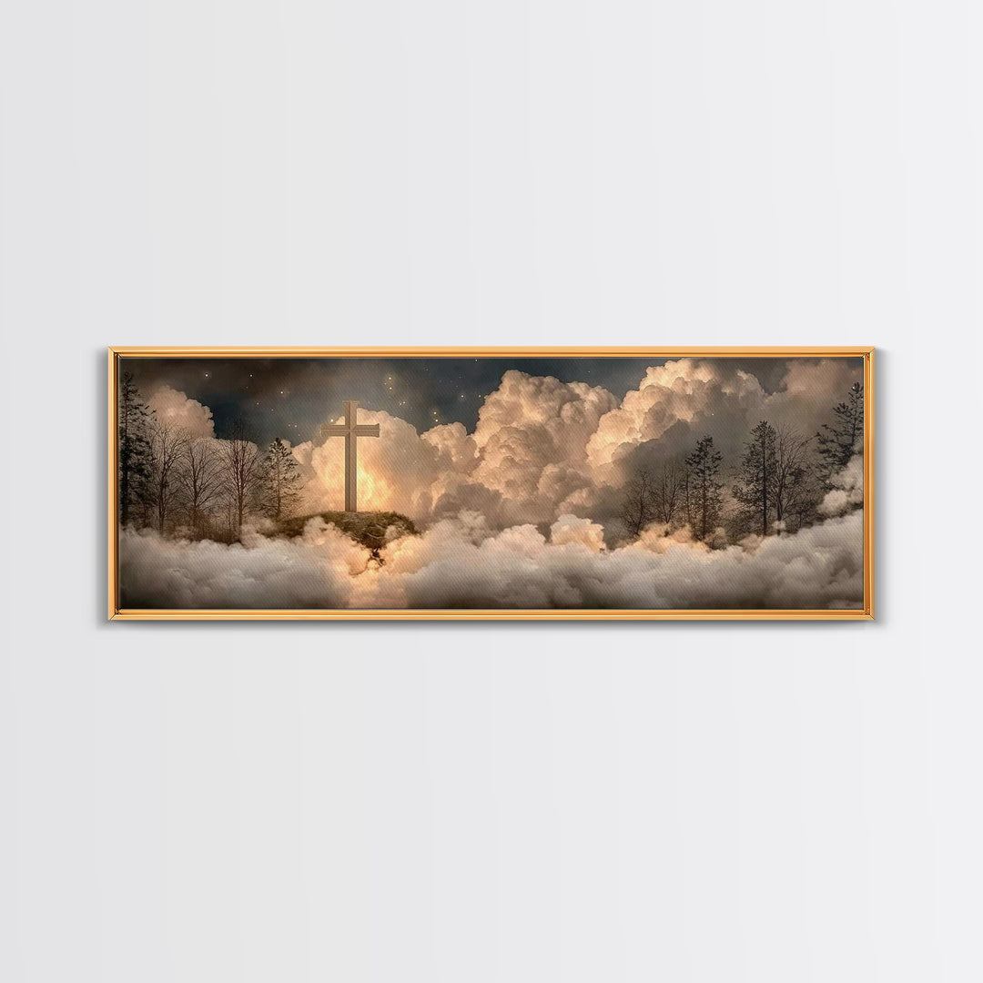 Heavenly Ascent, Framed Canvas Print, Christian Wall Art, Christian Art Canvas, Christian Painting, Christian Christmas Art, Panoramic Prin