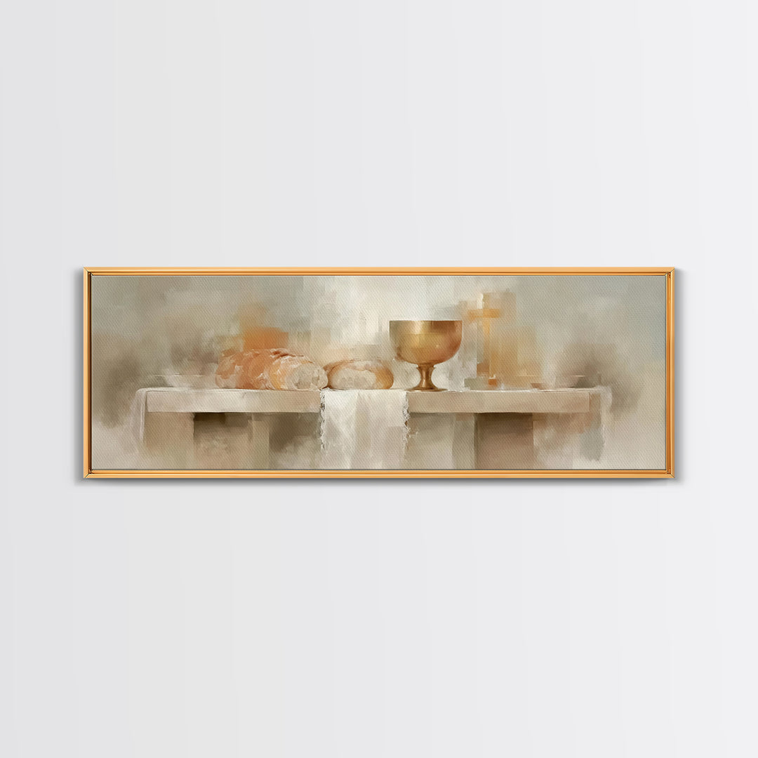 Bread Of Covenant – Framed Canvas Print – Christian Wall Art – Christian Art Canvas – Panoramic Art – Christian Christmas Art