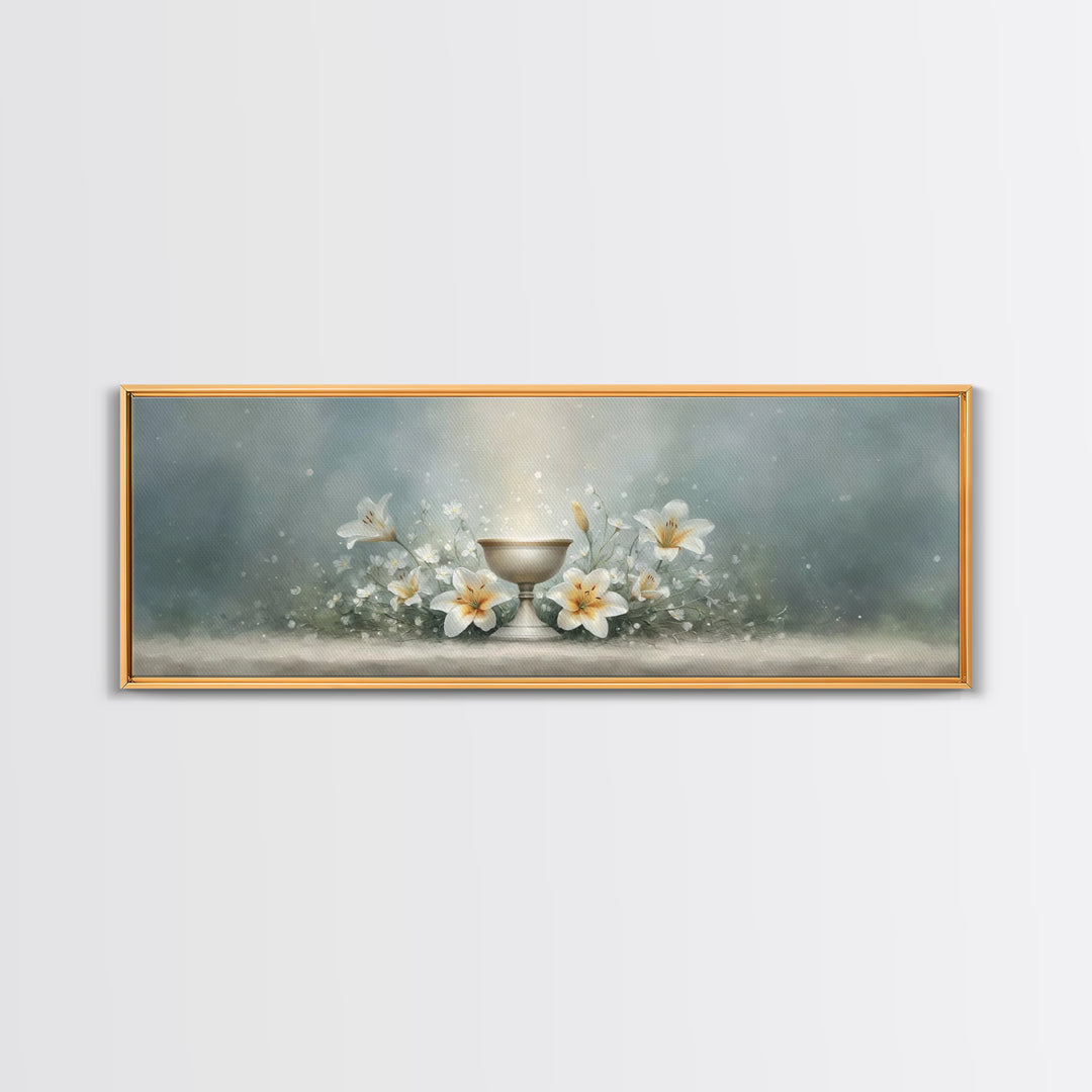 Lily Crown Glory – Framed Canvas Print – Christian Wall Art – Panoramic Wall Art – Christian Christmas Art – Christian Art Canvas
