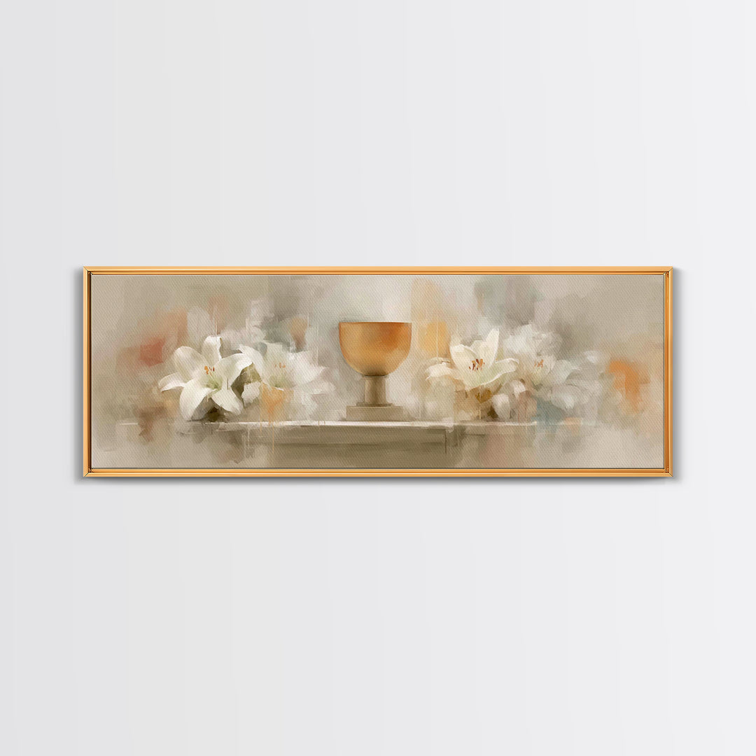 Blooming Grace, Framed Canvas Print, Christian Art Canvas, Panoramic Painting, Christian Wall Art, Christmas Art