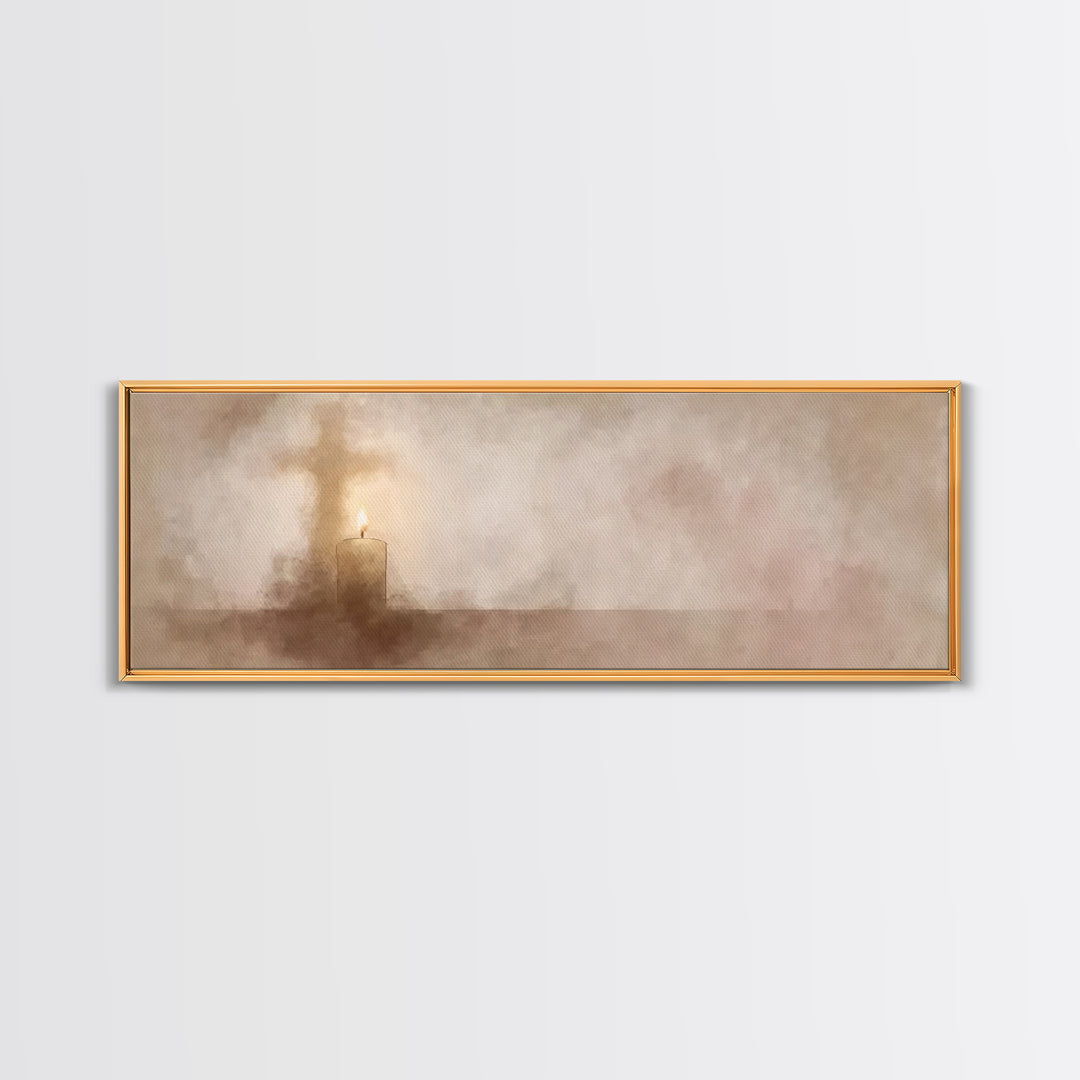 Hallowed Glow | Framed Canvas Print | Christian Art Canvas | Panoramic Art | Christian Wall Art | Christian Christmas Art