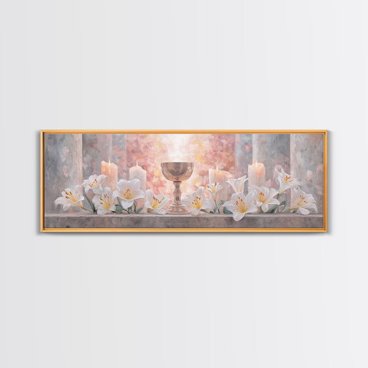 Heavenly Chalice Light – Framed Canvas Print – Christian Christmas Art – Christian Art Canvas – Panoramic Art – Christian Wall Art