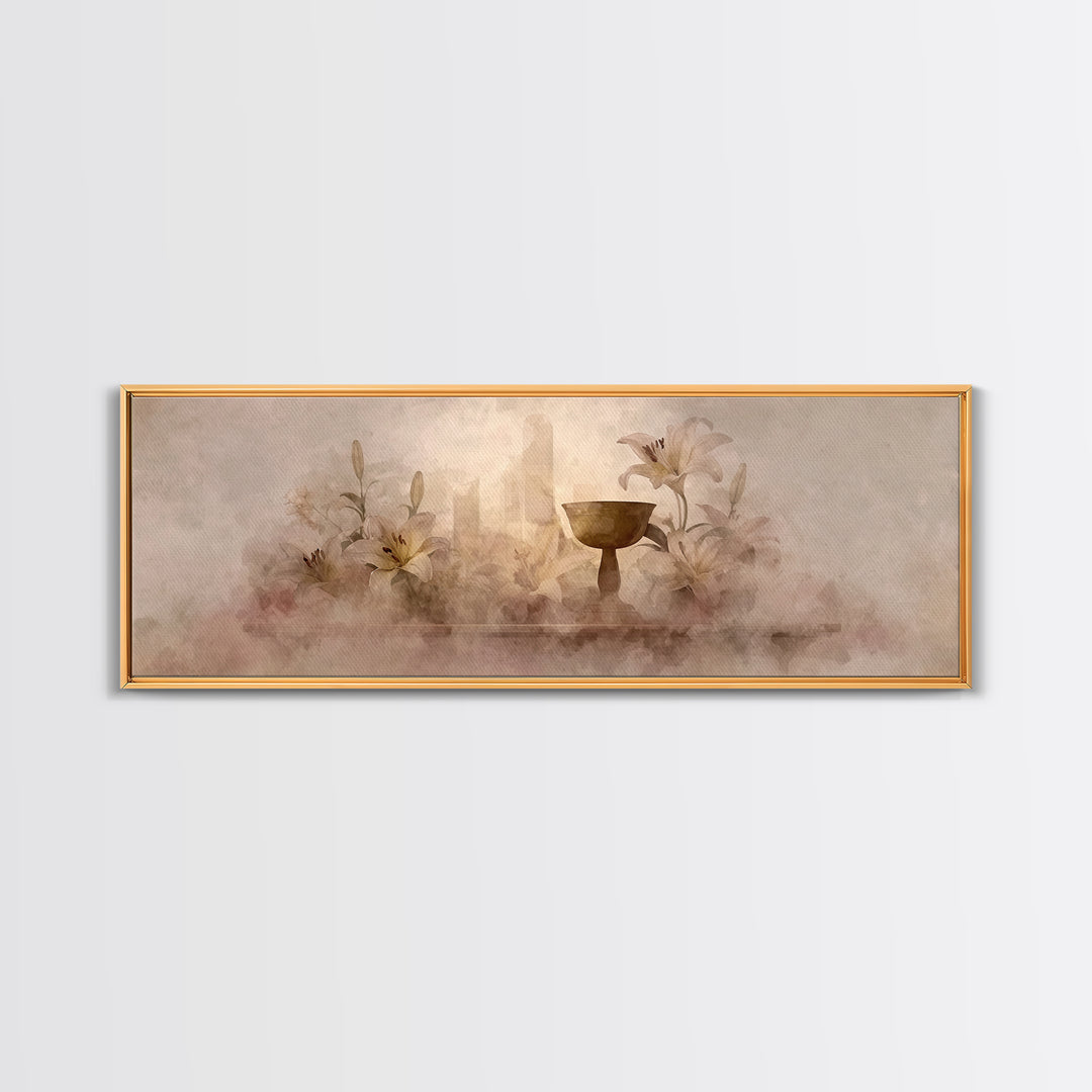 Mist Of Reverence | Framed Canvas Print | Christian Art Canvas | Panoramic Art | Modern Christian Art | Christian Wall Art | Christmas Art