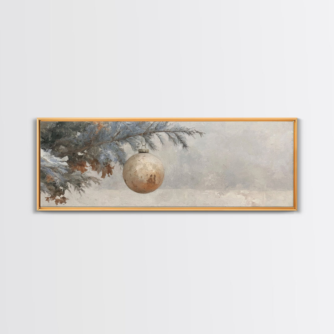 Winter Blessing Glow, Framed Canvas Print, Christmas Wall Art, Panoramic Painting, Christian Christmas Art, Framed Christian Art, Christian