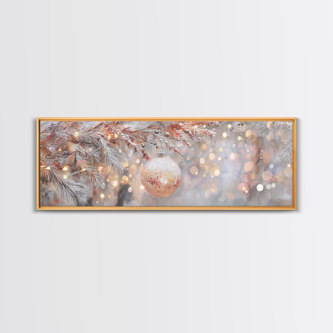 Sacred Snowfall Grace | Framed Canvas Print | Christian Christmas Art | Panoramic Wall Art | Christmas Art Prints | Christian Decor | Vinta