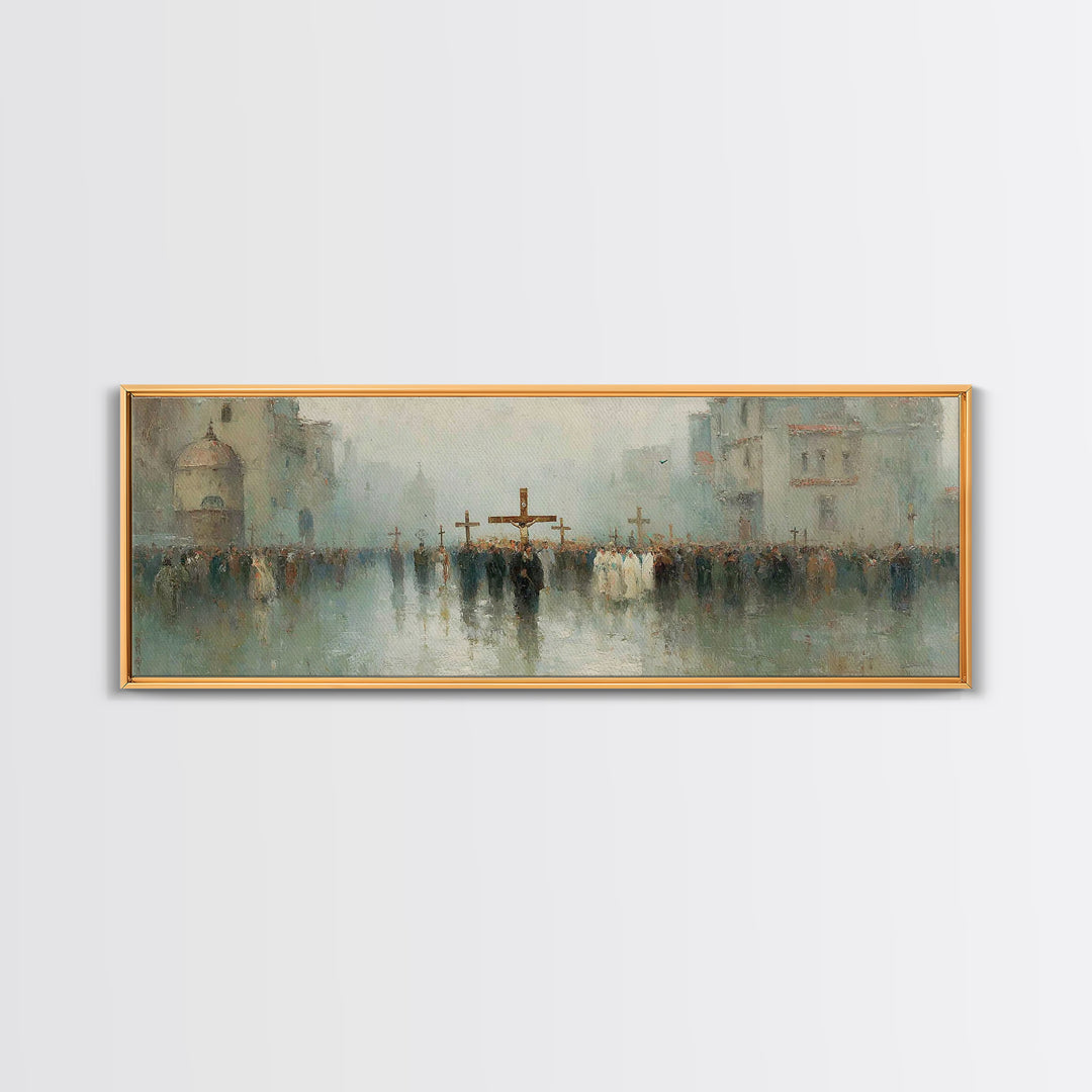 Holy Journey Night, Framed Canvas Print, Christian Christmas Art, Panoramic Wall Art, Jesus Christmas Art, Christmas Art Prints, Christian
