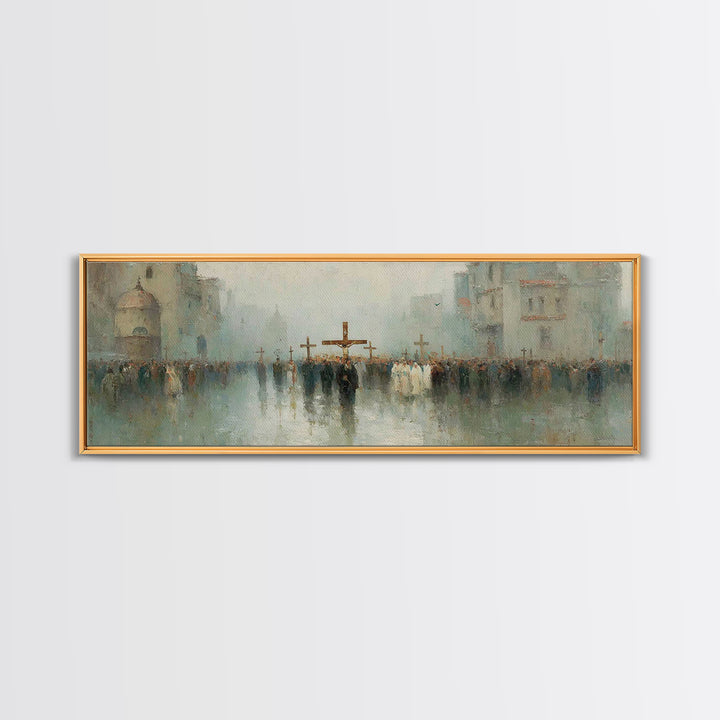 Holy Journey Night, Framed Canvas Print, Christian Christmas Art, Panoramic Wall Art, Jesus Christmas Art, Christmas Art Prints, Christian