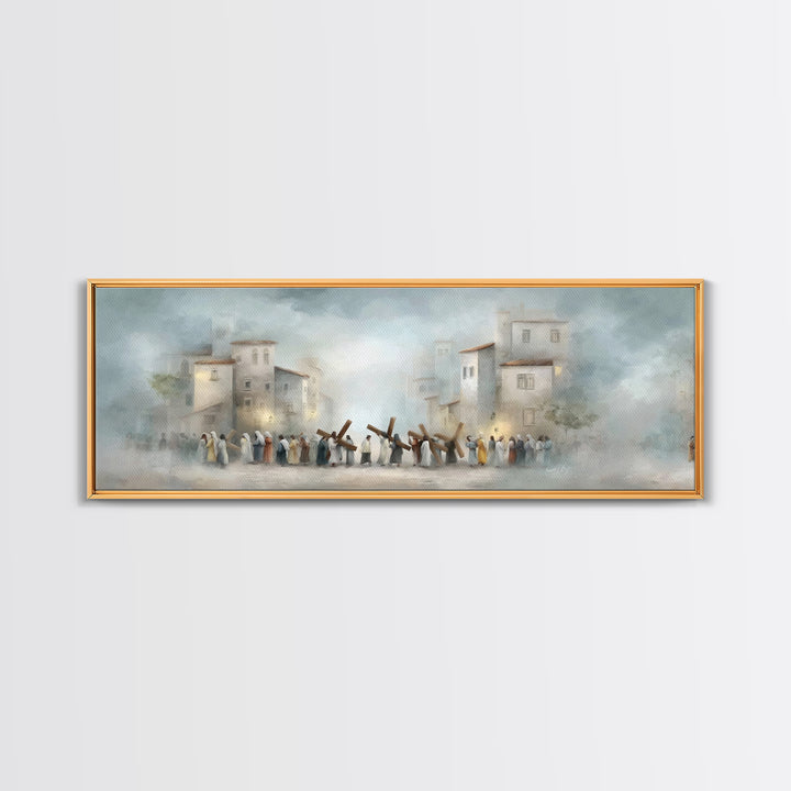 City Of Redemption – Framed Canvas Print – Christian Wall Art – Panoramic Wall Art – Christian Art Canvas – Subtle Christian Art