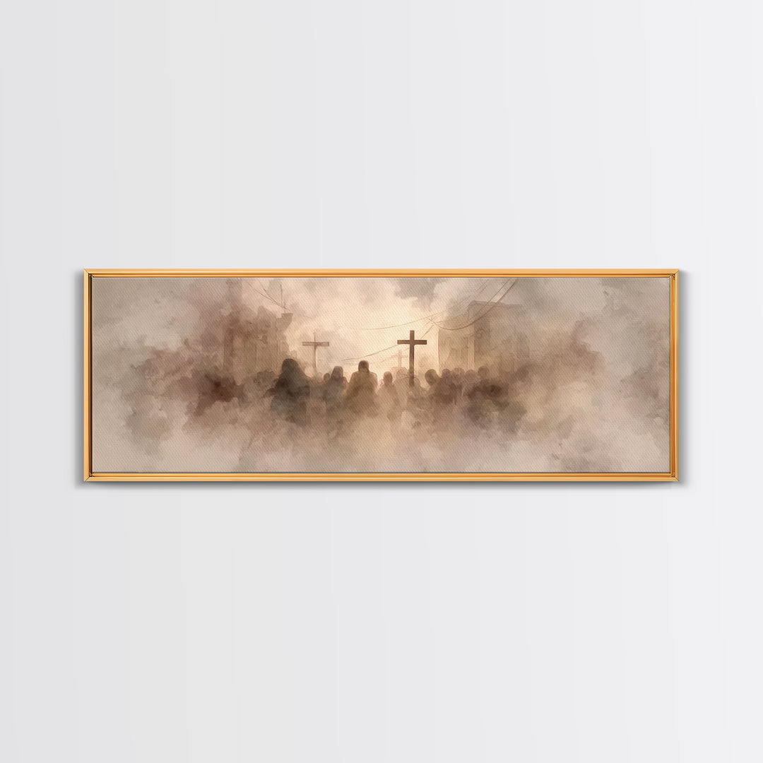 Dust Of Calvary | Framed Canvas Print | Christian Wall Art | Panoramic Art | Moody Christian Art | Christian Art Canvas