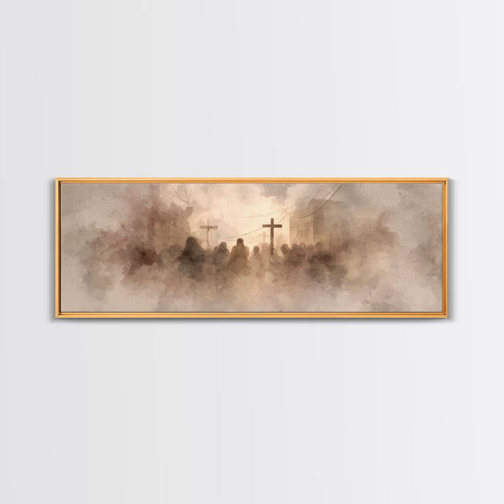 Dust Of Calvary | Framed Canvas Print | Christian Wall Art | Panoramic Art | Moody Christian Art | Christian Art Canvas